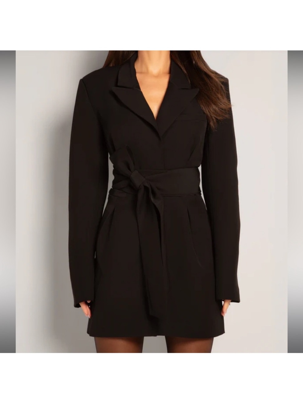 TA3 Black Belted Blazer Mini Dress - Women's Tailored V-Neck XL